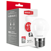 LED лампа MAXUS G45 F 4W яркий свет 220V E27 (1-LED-5410) (NEW)